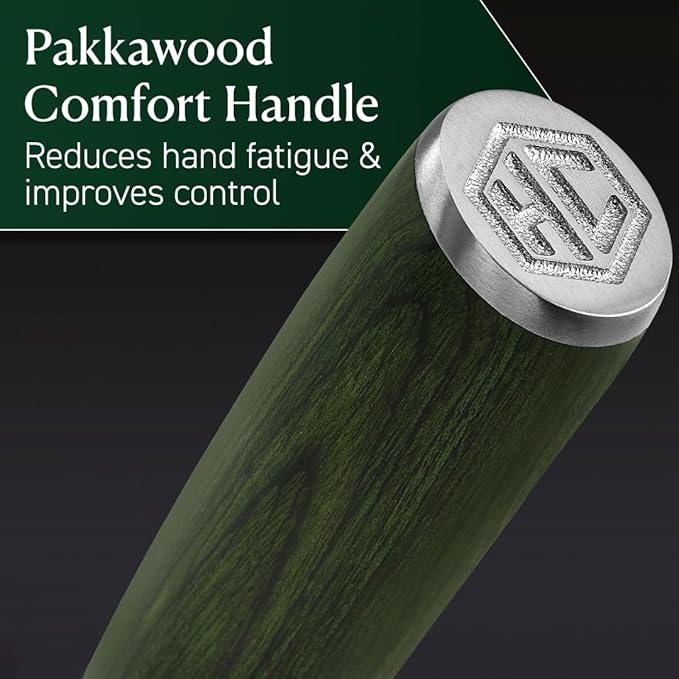 HexClad Chef's Knife, 8-Inch Japanese Damascus Stainless Steel Blade, Pakkawood Handle