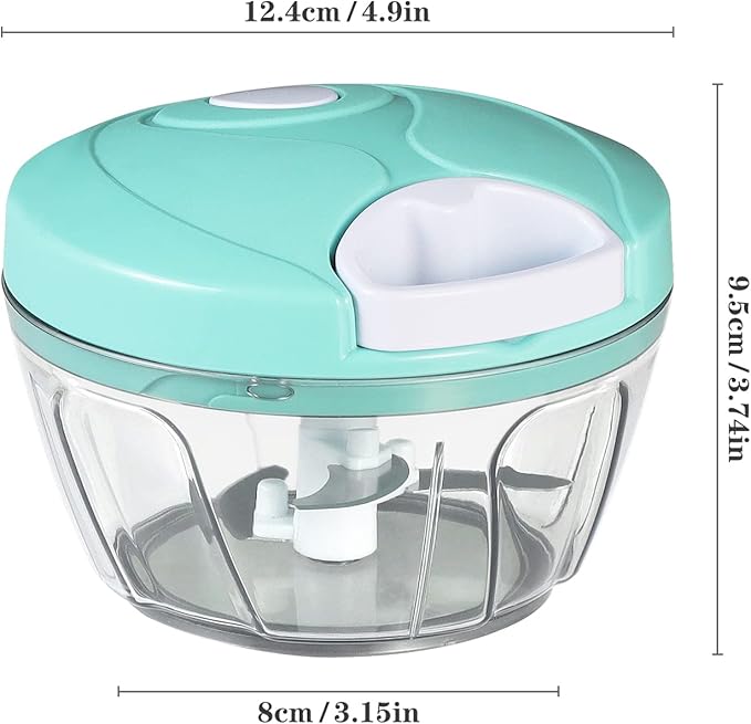 Cambom Manual Food Chopper Vegetable Cutter, Hand String Vegetable Chopper Onions Cutter for Vegetable Fruits Nuts BPA Free Food Safe Material, 550ml Clear