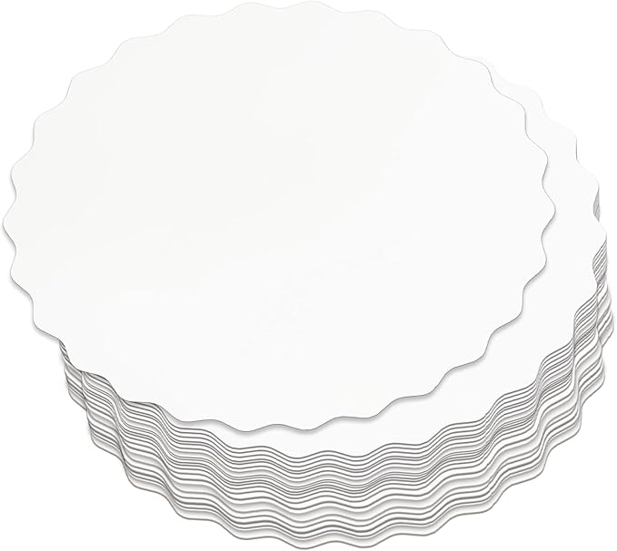 qiqee 13 Inch White Wave Cake Boards Round 15-Packs Circles Rounds Base Food-Grade Cardboard Wave Cake Plate（Thinner But Stronger）