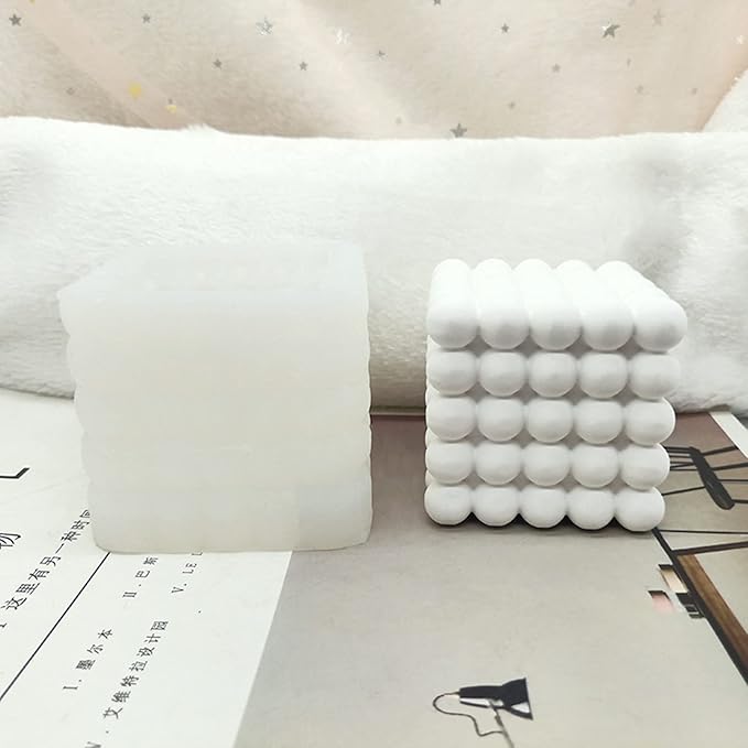 Bubble Cube Silicone Candle Mold for Candle Making, Silicone Soap Mold Fondant Chocolate Cake Mould Epoxy Resin Casting Mold DIY Wax,Polymer Clay