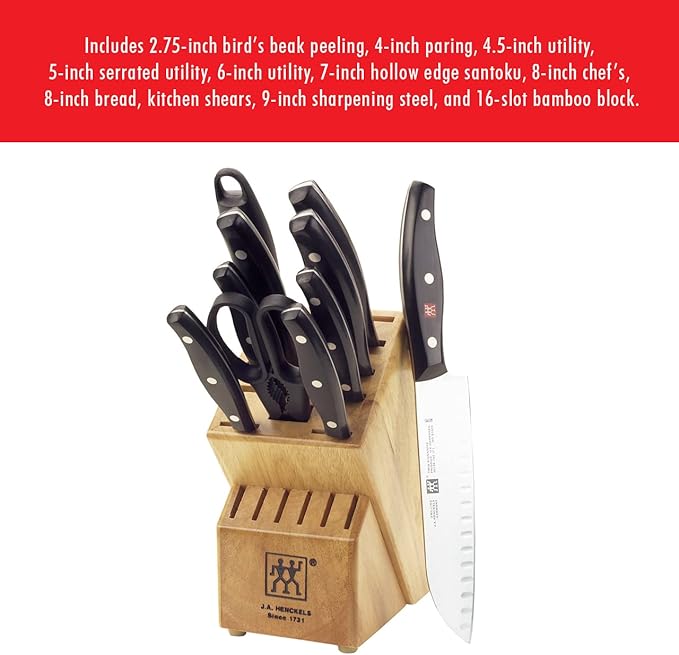 ZWILLING Twin Signature 11-Piece German Knife Set with Block, Razor-Sharp, Made in Company-Owned German Factory with Special Formula Steel perfected for almost 300 Years, Dishwasher Safe