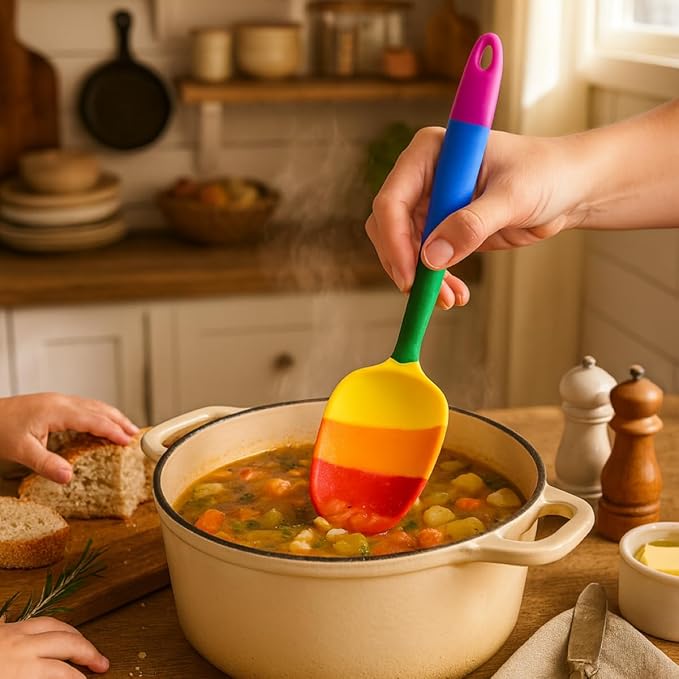 Cooking With Pride Non-Stick Spoon Spatula, Heat-Safe Silicone With Iron Core, 10.5-Inch
