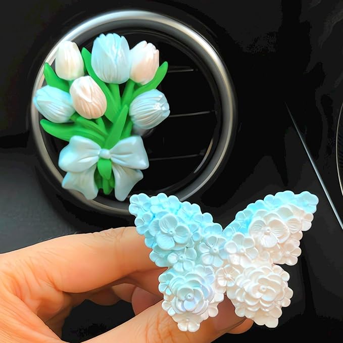 Flower Butterfly Candle Mold, Floral Butterfly Silicone Mold, Tulip Bouquet Flower Resin Mold for Soap Soy Wax Epoxy DIY Handcraft Home Ornaments Wedding Party Decoration