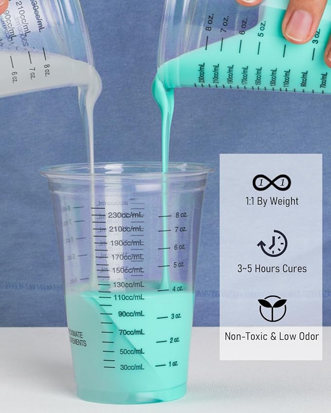 Nicpro 170oz Silicone Mold Making Kit, 20A Platinum Liquid Silicone Rubber, Jade Green Flexible, Silicone Molds Maker Mix Ratio 1:1 for Casting 3D Resins Molds DIY with 2PCS Molds Housing, Mixing Cups