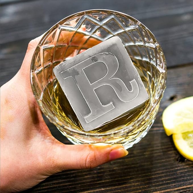 Letter R Monogram Ice Cube Mold Custom Ice Cube Mold 2 Inch Big Initials Silicone Ice Cube Tray Gifts for DAD Gifts for Him