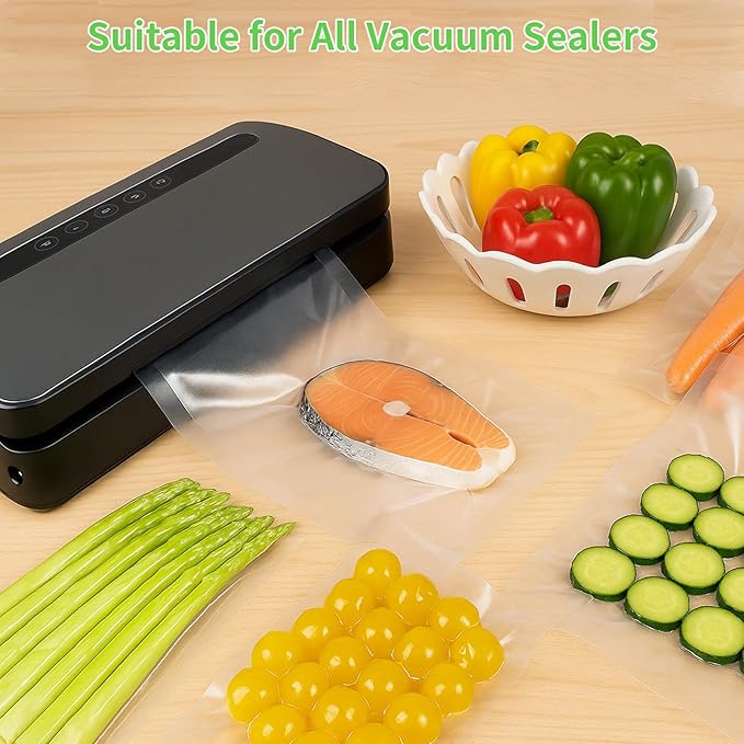 MakMeFre 2Pack (Total 100Feet) 11x50 Vacuum Sealer Bags Rolls with BPA Free,Heavy Duty Vacuum Food Sealer Storage Bags Rolls,Cut to Size Roll,Great for Sous Vide