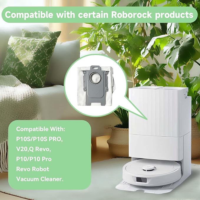 20 Pack Qrevo Dust Bags for Roborock QV 35A, Qrevo S5V, Saros10r, Qrevo S, Qrevo Edge S5A, Qrevo 2R3W, S8 Max Ultra, S8 MaxV Ultra, Qrevo Curv S5X, Qrevo Master/Slim robot Vacuum Cleaner