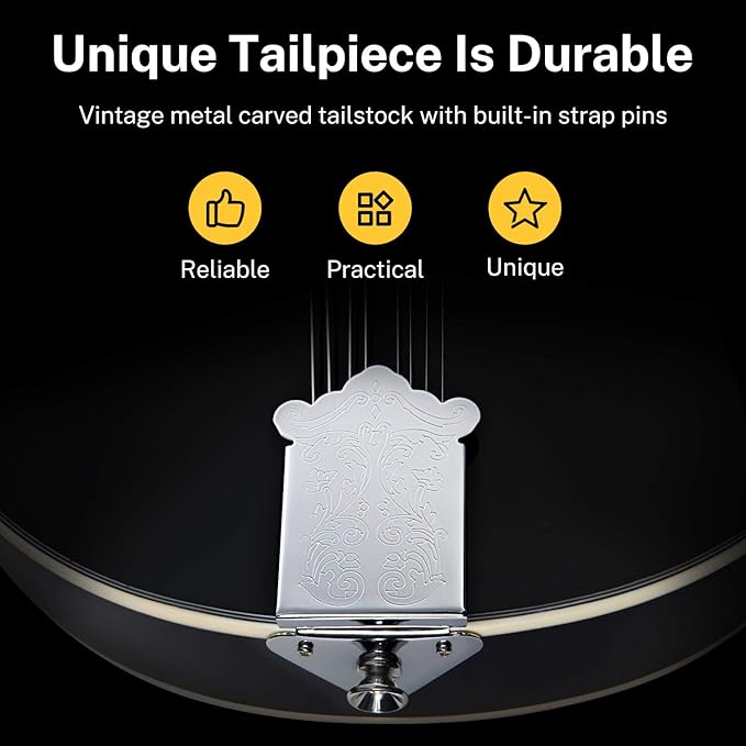 Donner A Style Mandolin Instrument Black Beginner Adult Acoustic Mandolin Musical Instrument Mahogany 8 String, Bundle With Tuner String Bag Guitar Picks, DML-100B