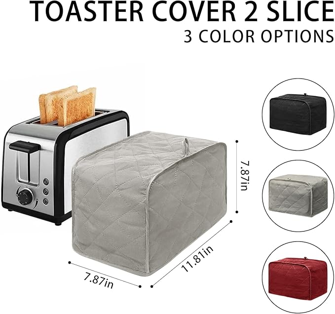 Toaster Cover 2 Slice, Bread Dust Cover & Fingerprint Protection-Polyester & Cotton, Kitchen Small Appliance(Grey)