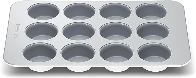 Caraway Non-Stick Ceramic 12-Cup Muffin Pan - Naturally Slick Ceramic Coating - Non-Toxic, PTFE & PFOA Free - Perfect for Cupcakes, Muffins, and More - White