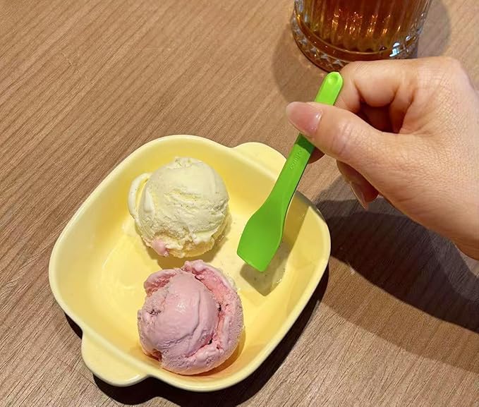 GreenWorks 100 Count Small Compostable Ice Cream Spoons,3.75 Inch Tiny Multi-colored Mini Spoons for Honey Sugar Jam