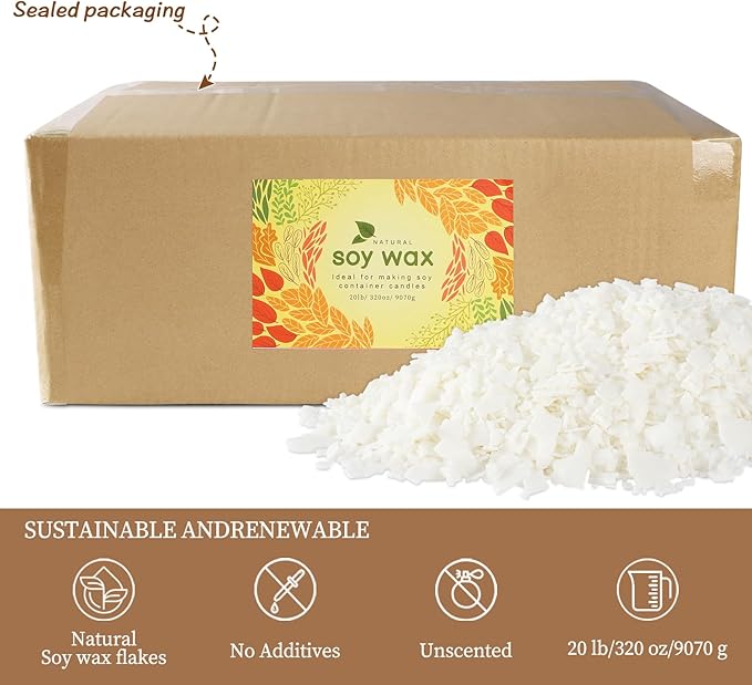 Pure Soy Wax for Making Candle - Pure Nature DIY Soy Wax Flakes -20 Pound Bag…