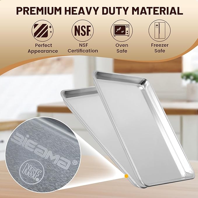 6 Pack 15" × 21" Baking Sheet Pan Aluminum Commercial cookie sheets for baking