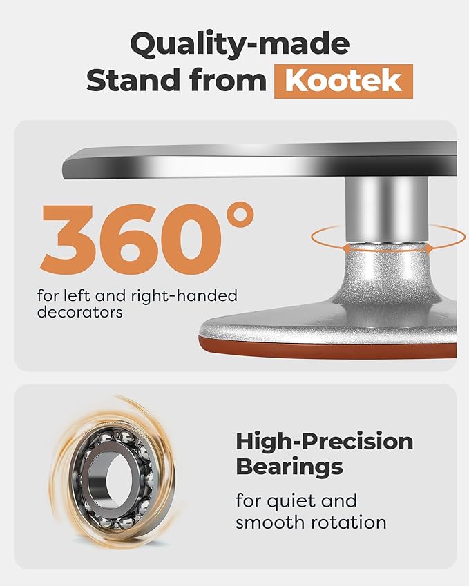 Kootek Aluminium Cake Turntable, 12 Inch Rotating Cake Stand, 35 pcs Cake Decorating Kit Supplies with 24 Numbered Icing Piping Tips, 2 Frosting Spatula, Pastry Bags and Other Baking Tools