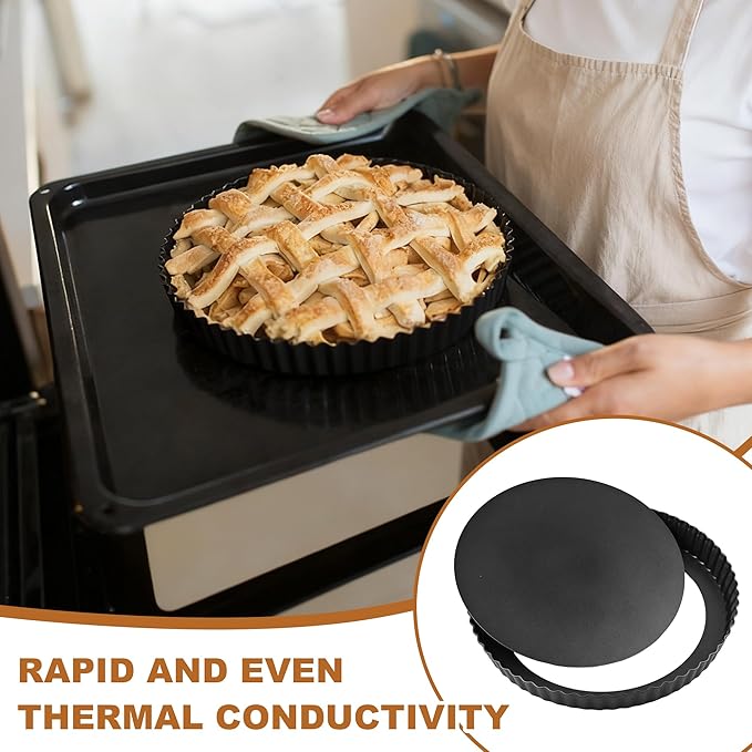 6 Pcs Round Tart Pans, Nonstick Tart Pan with Removable Bottom, 11In 9In 4In 3In Nonstick Quiche Pan Carbon Steel for Baking Pie Cheesecake Pizzas (Dark Grey)