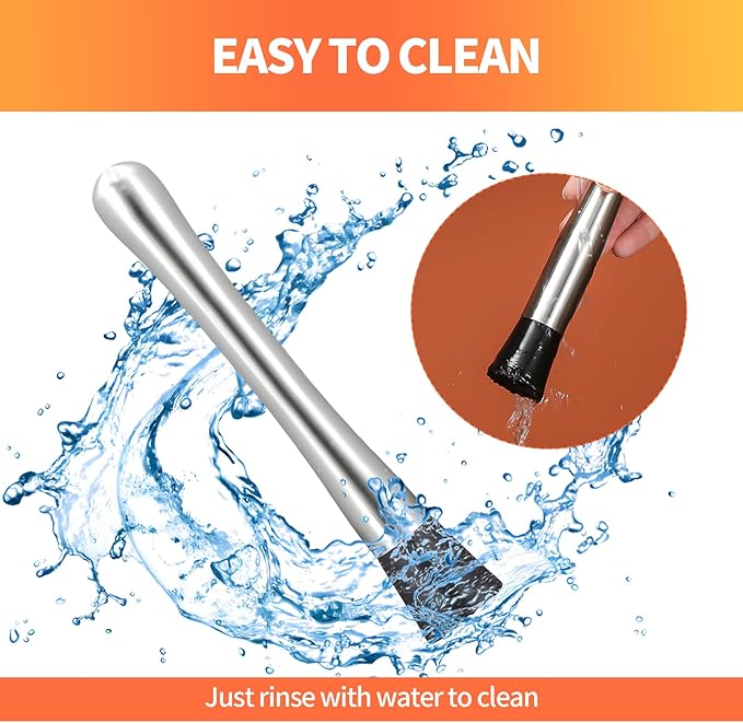 2 PCS Muddler for Cocktails,8" Stainless Steel Cocktail Muddler for Lemonade, Lemon Smasher Bartender Accessories, Crushes Ice,Fruits & Herbs, Bartender Tool for Home,Bar Use,Lemonade stand supplies