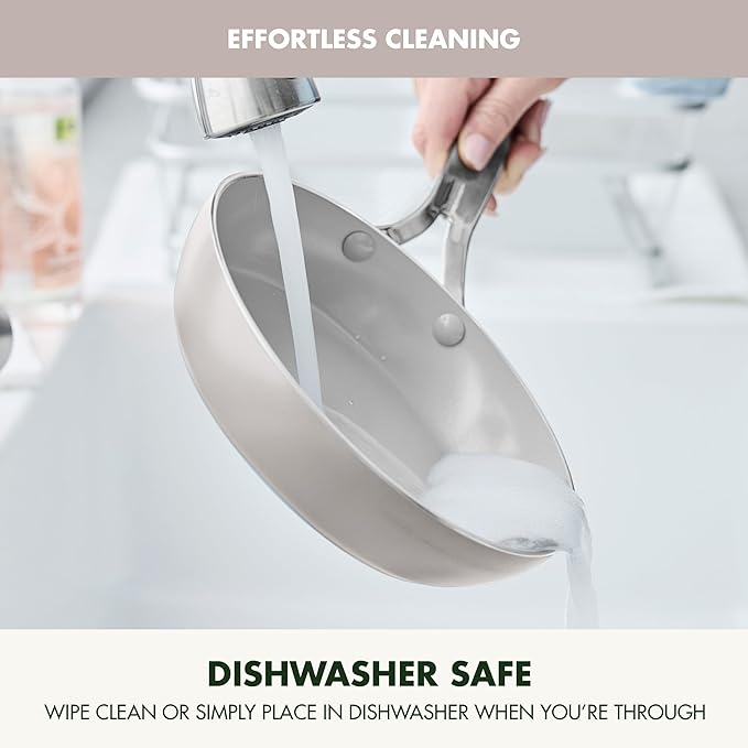 GreenPan Nova 8” & 10” 2 Piece Frying Pan Skillet Set, Oprah’s Favorite Things 2024, Induction Suitable PFAS-Free Nontoxic Ceramic Nonstick, Dishwasher & Oven Safe, Quick Even Heating, Clay