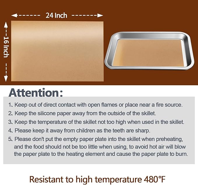 100PCS Thickened Precut Parchment Paper Sheets, 16×24 In Heavy Duty Non-Toxic Oven Liners for Bottom of Oven for Baking, Grilling, Steaming, Non-Stick & Comes in Convenient Packaging, Brown