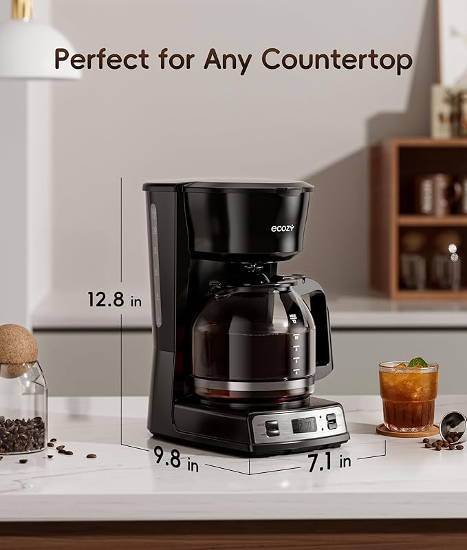 ecozy 12-Cup Programmable Coffee Maker with Electric Coffee Grinder Combos, Drip Coffee Machine with Pause & Pour Function, Auto Shutoff, Keep Warm, Brezzano DuoSet