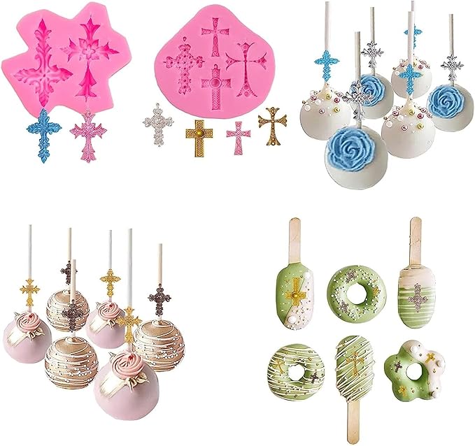 Cross Molds Silicone,2 Pcs Baptism Cake Decorations Cross Cake Mold Cross Mold Baptism Cake Toppers for Baptism Party Supplies