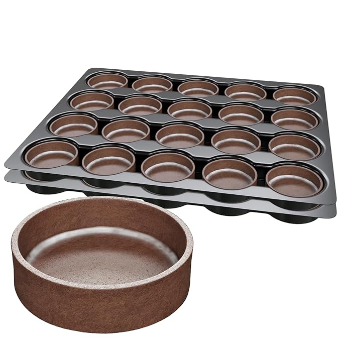 Cambie Round Chocolate Medium Tart Shells, 2.17" in Diameter, French Style Cocoa Tarts with Dark Chocolate Coating (Pack of 40)