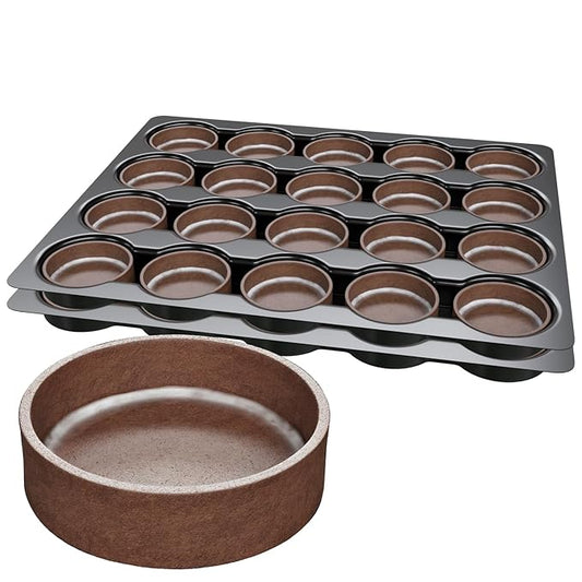 Cambie Round Chocolate Medium Tart Shells, 2.17" in Diameter, French Style Cocoa Tarts with Dark Chocolate Coating (Pack of 40)