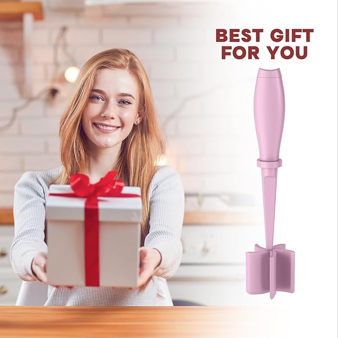2 Pcs Meat Chopper, Hamburger Grinder, Premium Heat Resistant Smasher for Ground Beef, Burger Grinder Nylon Potato Mix Tool-Pink