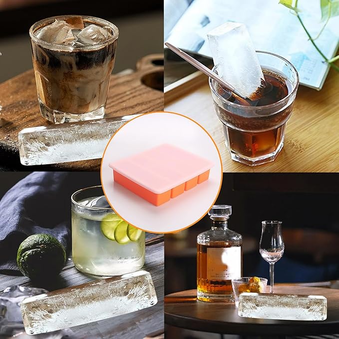 Silicone Ice Cube Molds Widely Use 2 Packs,Ice Cube Tray for Whiskey, Butter Mold,Freezer Molds for Soups and Sauces (Orange)