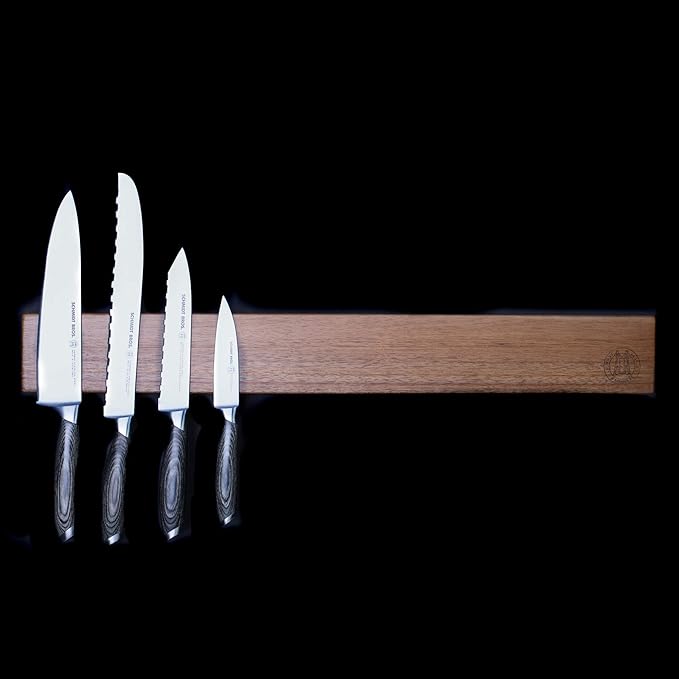 Schmidt Brothers - Acacia 24" Knife Magnetic Strip Wall Bar, Universal Magnetic Knife Holder for Wall and Cutlery Storage Up to 12-16 Knives