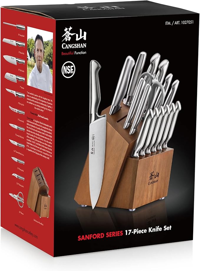 Cangshan Sanford Series 1027051 German Steel 17-Piece Knife Block Set