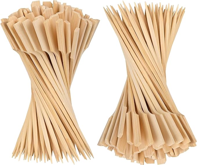 Bamboo Skewers 12 Inch,200 PCS Cocktail Skewers, Wooden Skewers for Appetizers，BBQ，Fruit Kabobs，Sandwich，Drink.…