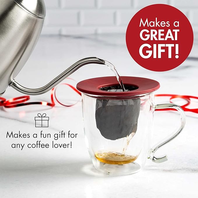 Primula Brew Buddy Portable Pour Over, Reusable Fine Mesh Filter, Dishwasher Safe, Single Cup of Coffee or Tea at Any Strength, Ideal for Travel or Camping, 404.88 milliliters, Red