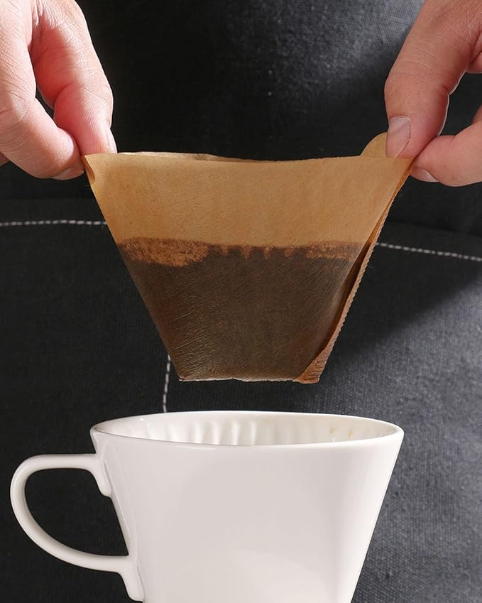 Natural Unbleached Coffee Filters, Size for 8-12 Cup Drip Coffee Makers, Cone Shape Design Prevents Leaks & Blowouts, Disposable for Pour Over & Automatic Machines