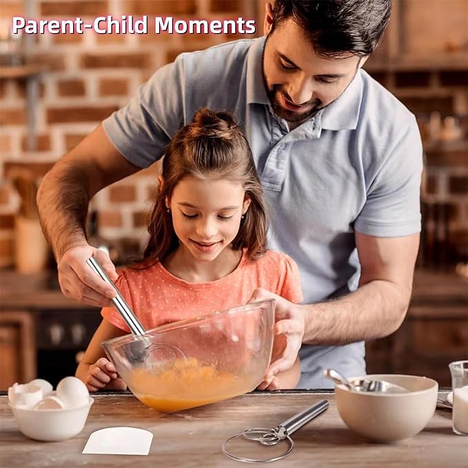 304Professional Danish Dough Whisk - Stainless Steel Bread Whisking Tool for Sourdough, Pizza Dough