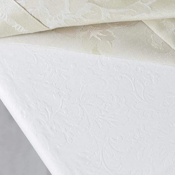Benson Mills Deluxe Heavy Duty Vinyl Table Pad, Premium Table Protector, Waterproof with Flannel Backing, Quilted Design and Customizable (Off-White, 52" X 140" Rectangular)