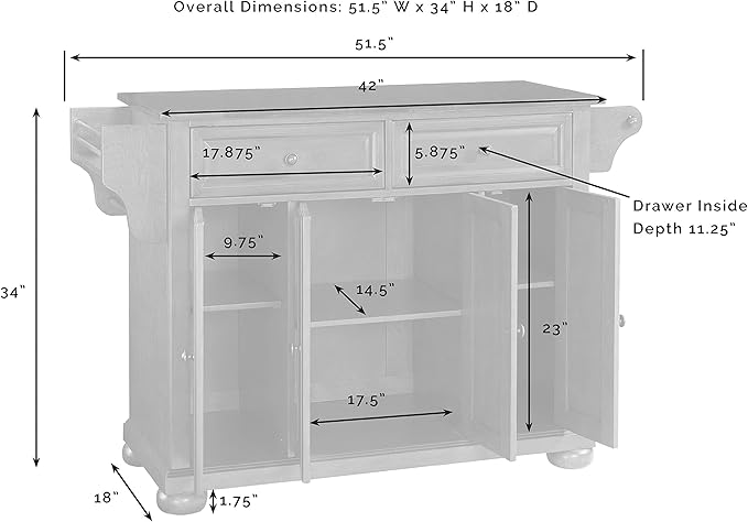 Crosley Furniture Alexandria Granite Top Rolling Kitchen Island Storage Cart, Microwave Stand, Spice Rack, Mahogany