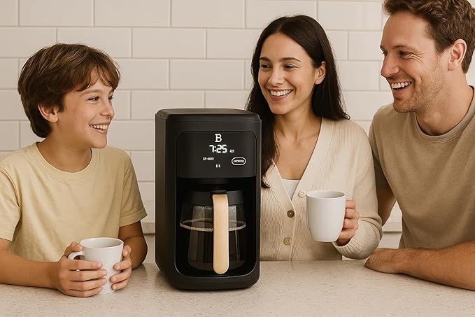 Beautiful 14-Cup Programmable Coffee Maker with Touch-Activated Display – Brew Hot Coffee Fast, Keep Warm & Auto-Pause (Black Sesame)
