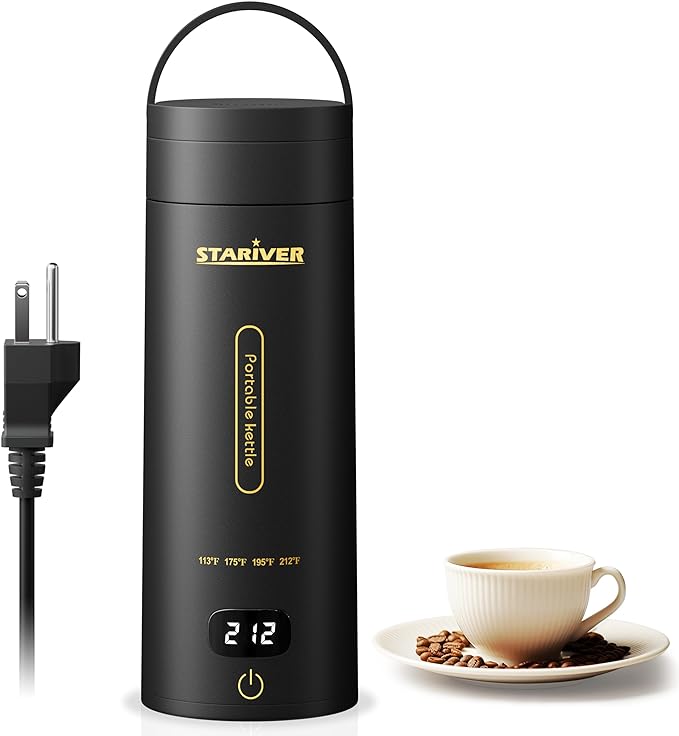 Travel Electric Kettle, Portable Small Electric Kettle for Tea Coffee, Hot Water Kettle with 4 Temperature Controls and Keep-warm, 304 Stainless Steel Auto Shut-Off & Boil Dry Protection