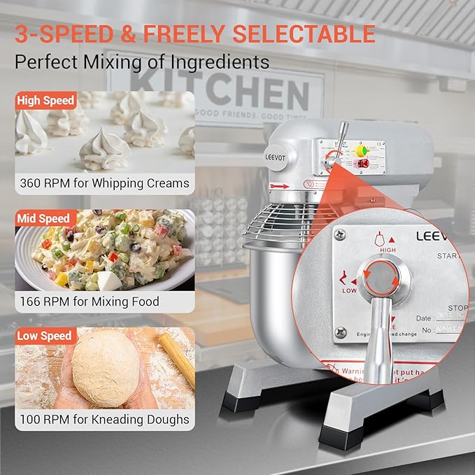 20 QT Stand Mixer, Commercial Industrial Grade Kitchen Electric Food Mixer with Stainless Steel Bowl, 3 Types of Mixing Tools, Built for Professional Baking: Effortlessly Handles Large Recipes