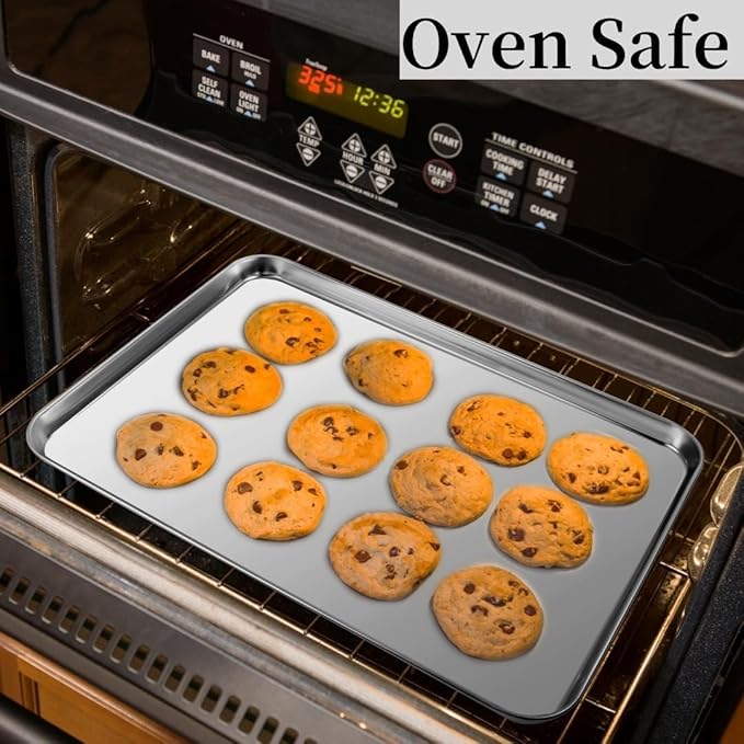 Stainless Steel Baking Sheet Set of 2, Cookie Sheet Baking Sheet Pan (17.5'' x 13'' x 1.1”, 2 Pack)
