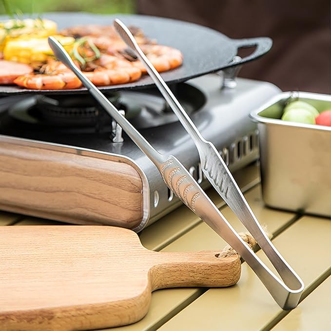 JETKONG Stainless Steel Kitchen Tongs, Serving Tongs for Cooking, 10.6" Metal Food Tongs with Non-Slip Comfort Grip, Non-Stick Cooking Tongs Heat Resistant BBQ Tong Grill Tong for Barbecue Grilling