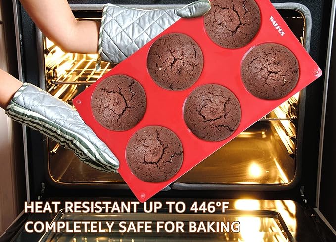 Walfos Silicone Whoopie Pie Baking Pans, 3 Pcs Non-Stick Muffin Top Pan. Food Grade and BPA Free Silicone, Great for Muffin, Eggs, Tarts and More, Dishwasher Safe