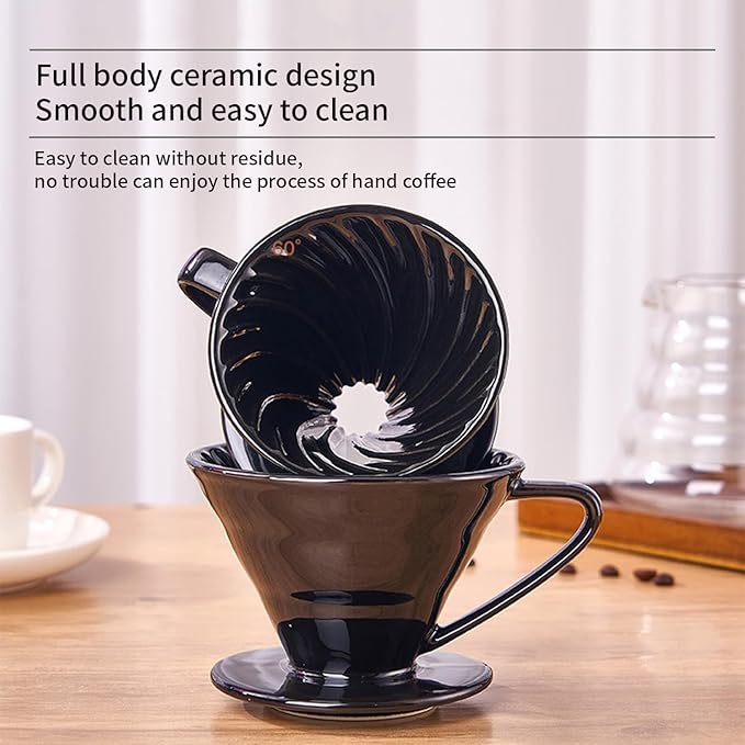 Pour Over Coffee Maker, Single Cup Coffee Dripper, Manual Porcelain Slow Brewing Accessories for Travel, Camping, Office, Home, Cafe, Coffee Gifts (Milky White, Large)