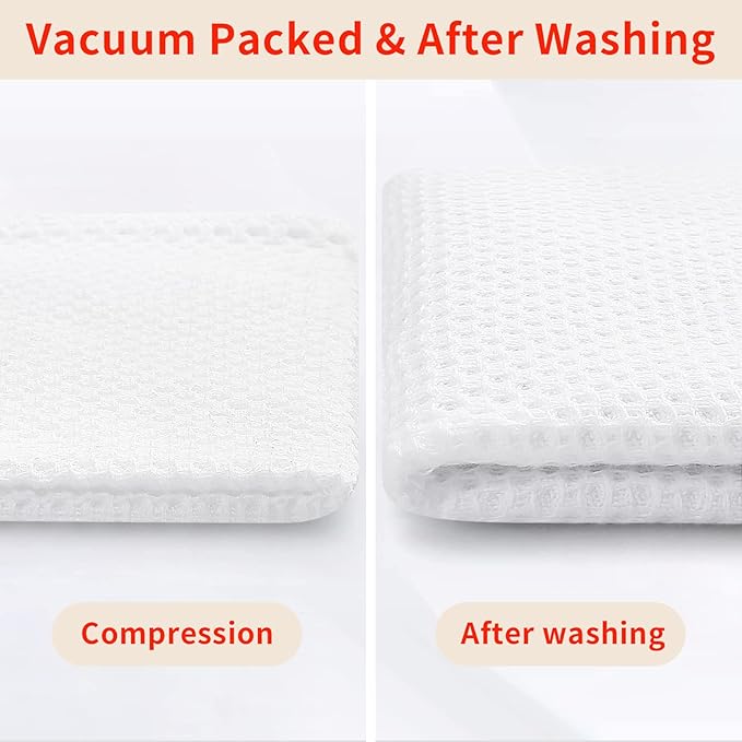 Homaxy 100% Cotton Waffle Weave Kitchen Dish Cloths, Ultra Soft Absorbent Quick Drying Dish Towels, 12 x 12 Inches, 12-Pack, White