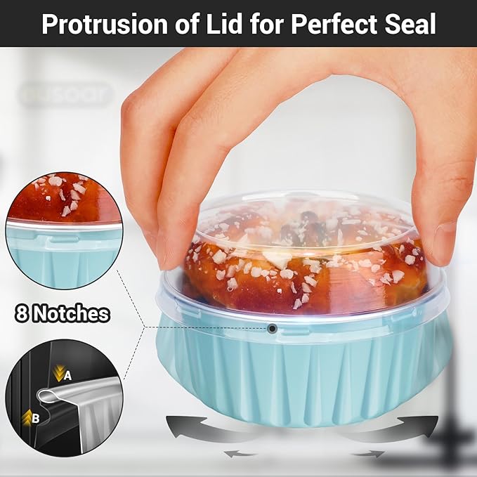 EUSOAR Cake Baking Cups, 100pcs 5oz 125ml Muffin Liners With Lids, Disposable Aluminum Ramekins, Cupcake Liners, Foil Pudding Cups Holders Pans