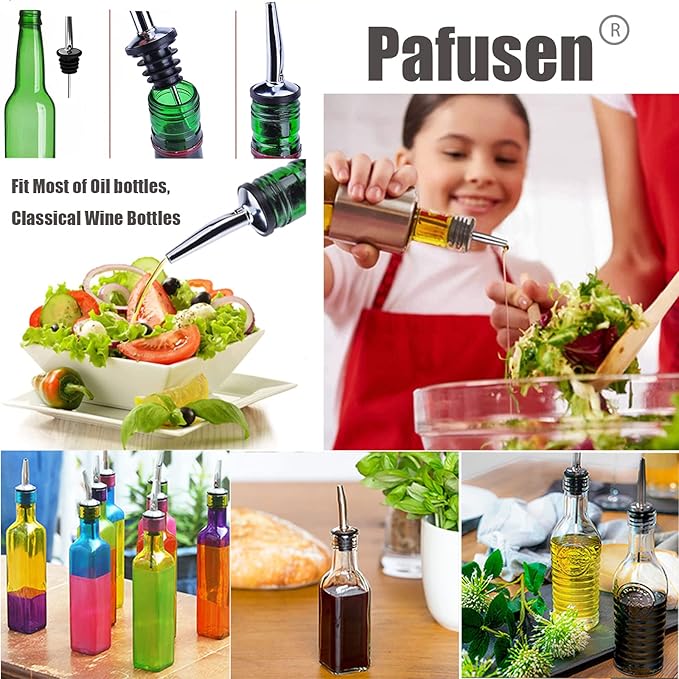 Pafusen 6 Pack Liquor Bottle Pourers, Liquor Pour Spout for Liquor Bottles, Stainless Steel Olive oil Dispenser Spout, Alcohol Pourer Dust Caps Long Covers, Rose Gold