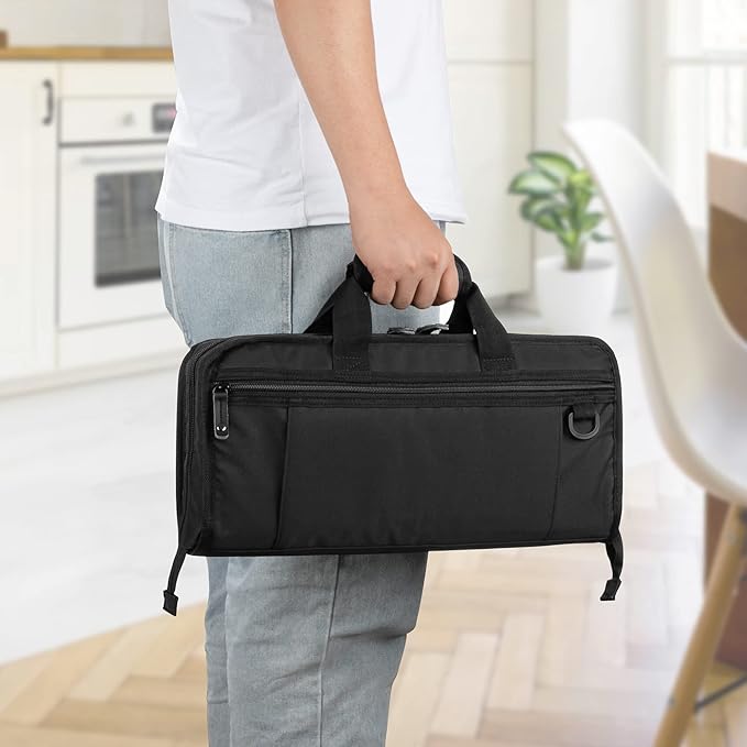 samdew Chef Knife Bag with Lockhole & 17 + 6 Slots, Chef Bag for Knife Storage, Travel Knife Roll for Professional Chefs, Knife Carrying Case Knife Carrier for Kitchen Utensils, Bag Only