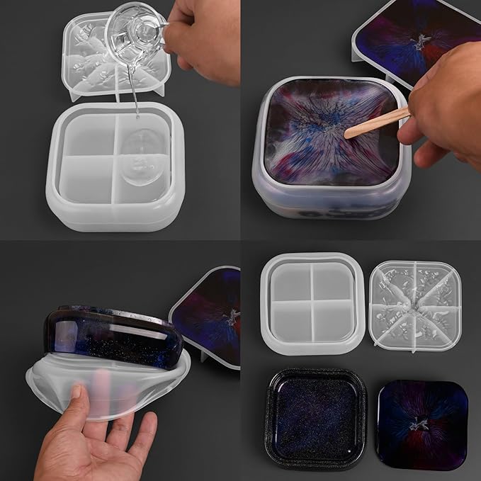 Moukiween Large Storage Box Molds with Lid, Resin Jar Mold, Silicone Box Mold for Storage Jewelry Epoxy Casting DIY Crafts