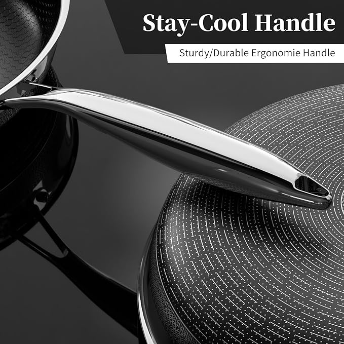 Innerwell Nonstick Frying Pans 8 Inch Hybrid Tri-Ply Stainless Steel Frying Pan Skillet Titanium Ceramic Nonstick Cooking Pan,PFAS/PFOA/PTFE Free,Compatible with All Cooktops