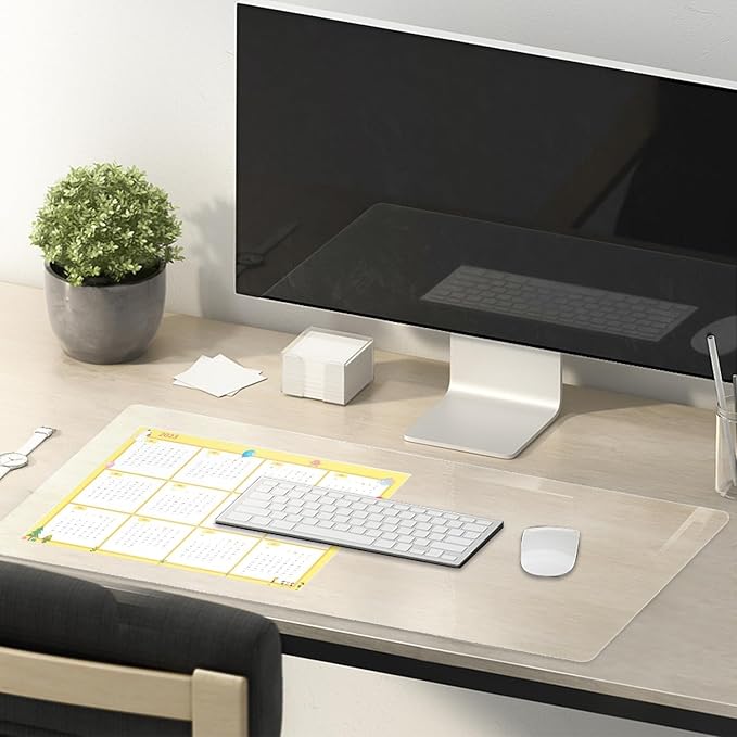 30x46 inch Plastic Table Cover, 1.5mm Thick Vinyl Table Protector, Desk Mat